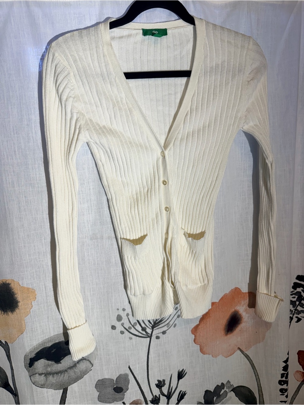 Dip White Ribbed Button-Up Cardigan - Picture 3 of 9